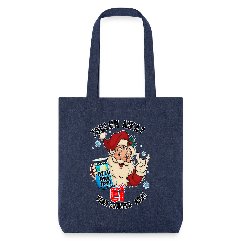 Stanley/Stella heavyweight kierrätetty kangaskassi kierrätetty kangaskassi, Stanley Stella, joulupukki, Otto Lonkero, kestävät kassit, rehellinen huumori, joululahjaidea - melanssinsininen