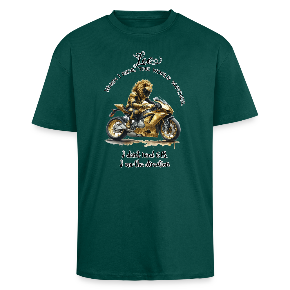 Leijona-motoristi – Kaikkien kuskien kuningas - Paksu Oversized T-paita - hunter green