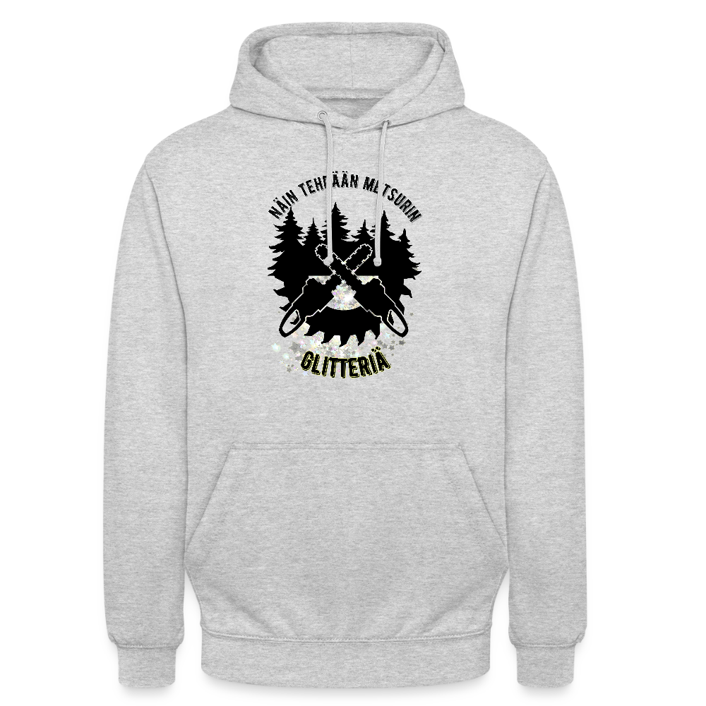 Huppari ”unisex” , näin tehdään metsurin glitteriä - meleerattu vaaleanharmaa