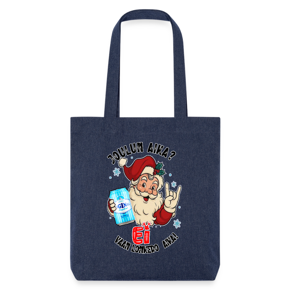 Stanley/Stella heavyweight kierrätetty kangaskassi Joulupukki ja lonkero - melanssinsininen