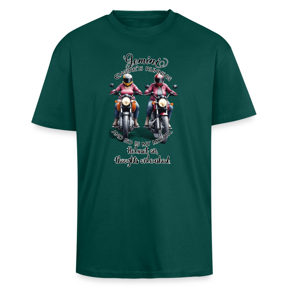 Paksu Oversized T-paita unisex kaksoset - hunter green