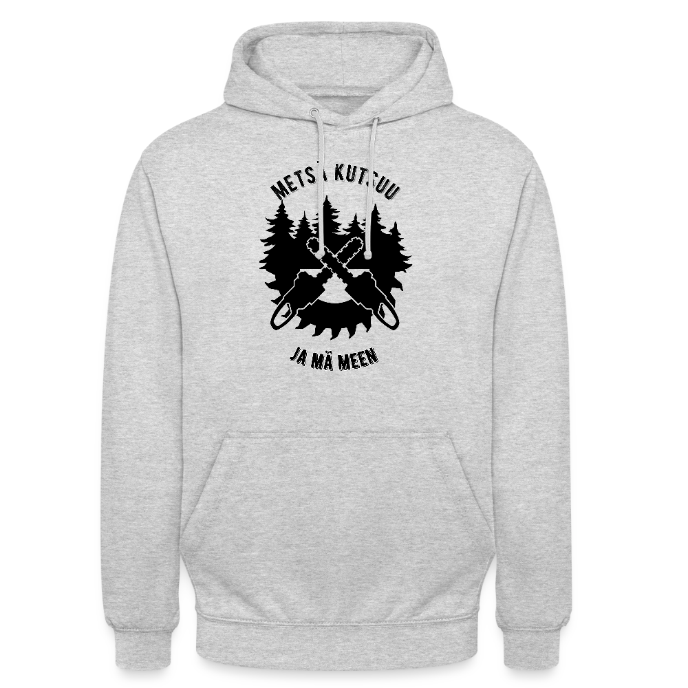 Huppari ”unisex” metsä kutsuu ja mä meen - meleerattu vaaleanharmaa