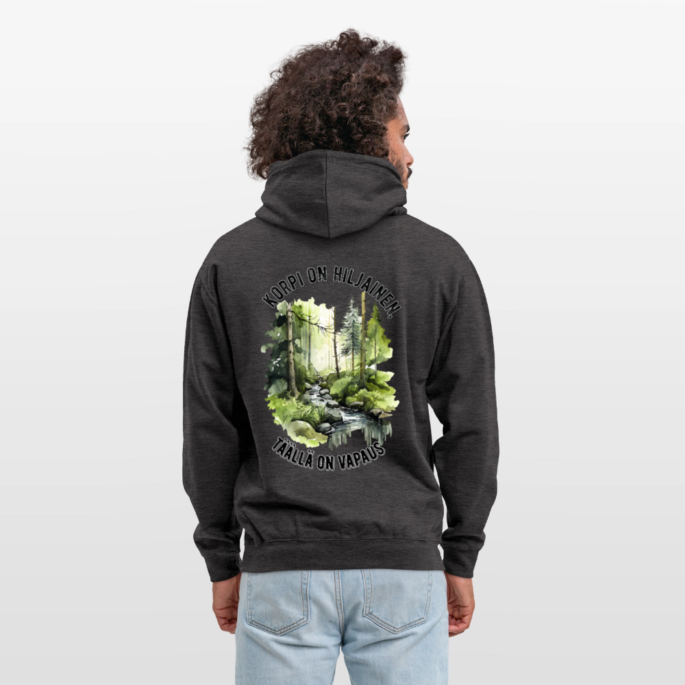 Huppari ”unisex”  korpi on hiljainen täällä on vapaus - hiilenharmaa