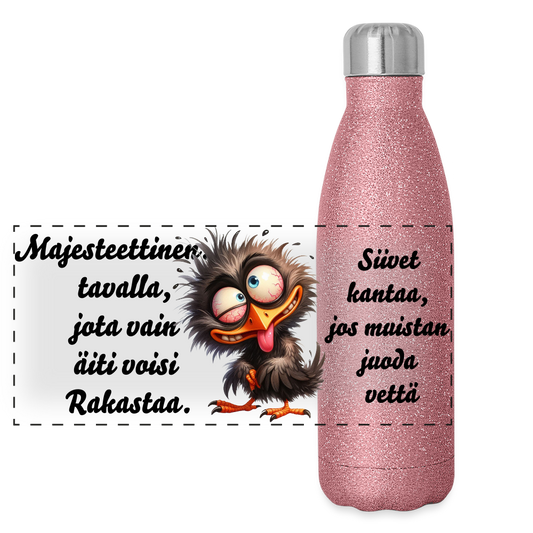 Glitter-termospullo ruostumattomasta teräksestä - pinkki kimalle