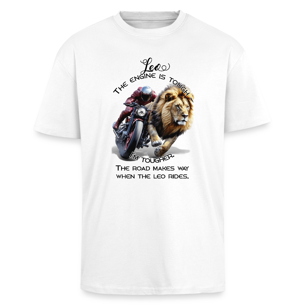 Motoristi-Leijona – Horoskooppi Unisex-Paita Paksu Oversized T-paita - valkoinen