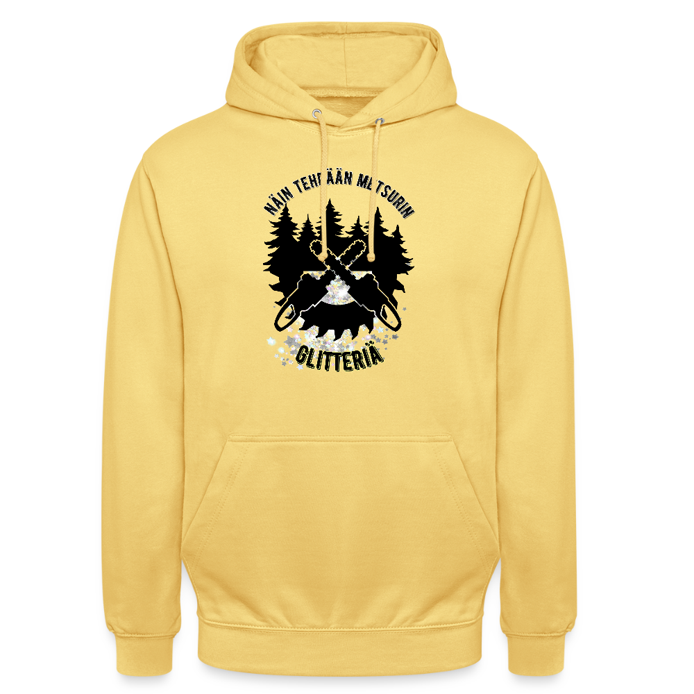 Huppari ”unisex” , näin tehdään metsurin glitteriä - sitruunankeltainen