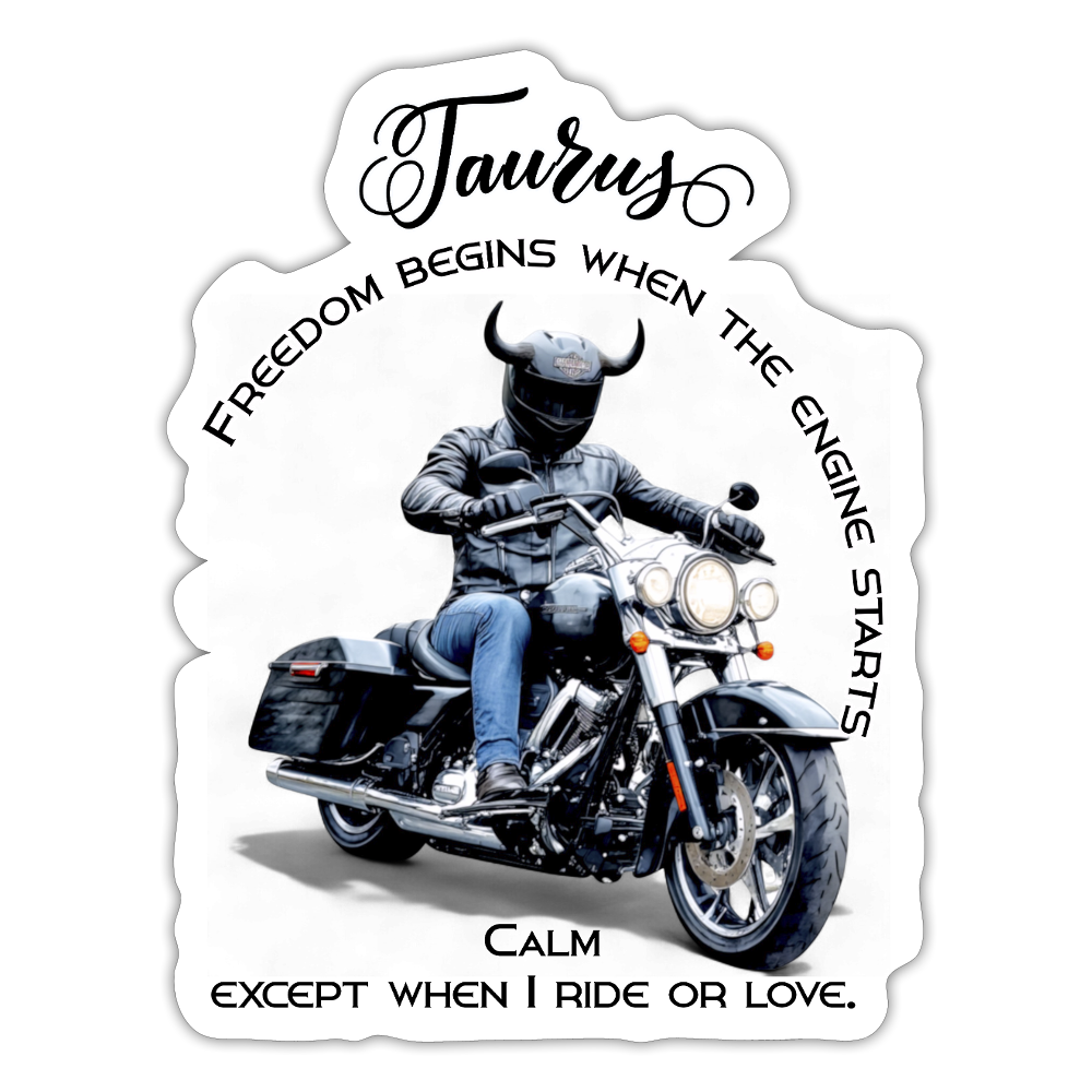 harley Davidson Härkä päällikkönä – iso horoskooppitarra motoristille* Tarra - mattavalkoinen
