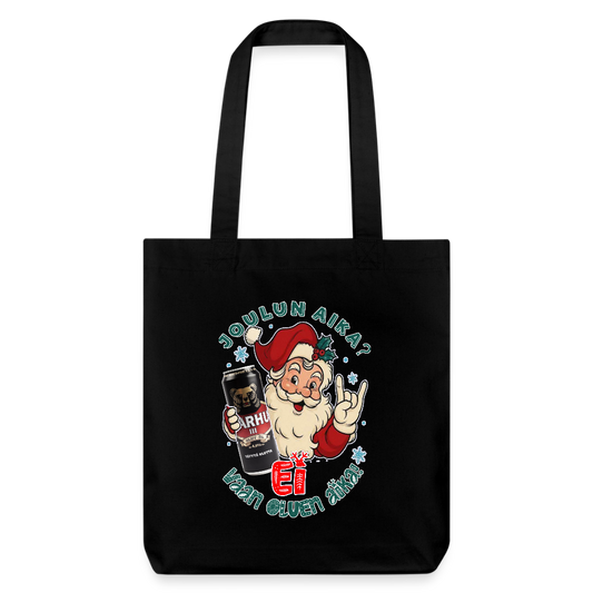 Stanley/Stella heavyweight kierrätetty kangaskassi – Joulupukki, iso karhu kalja ja totaalikaaos - musta