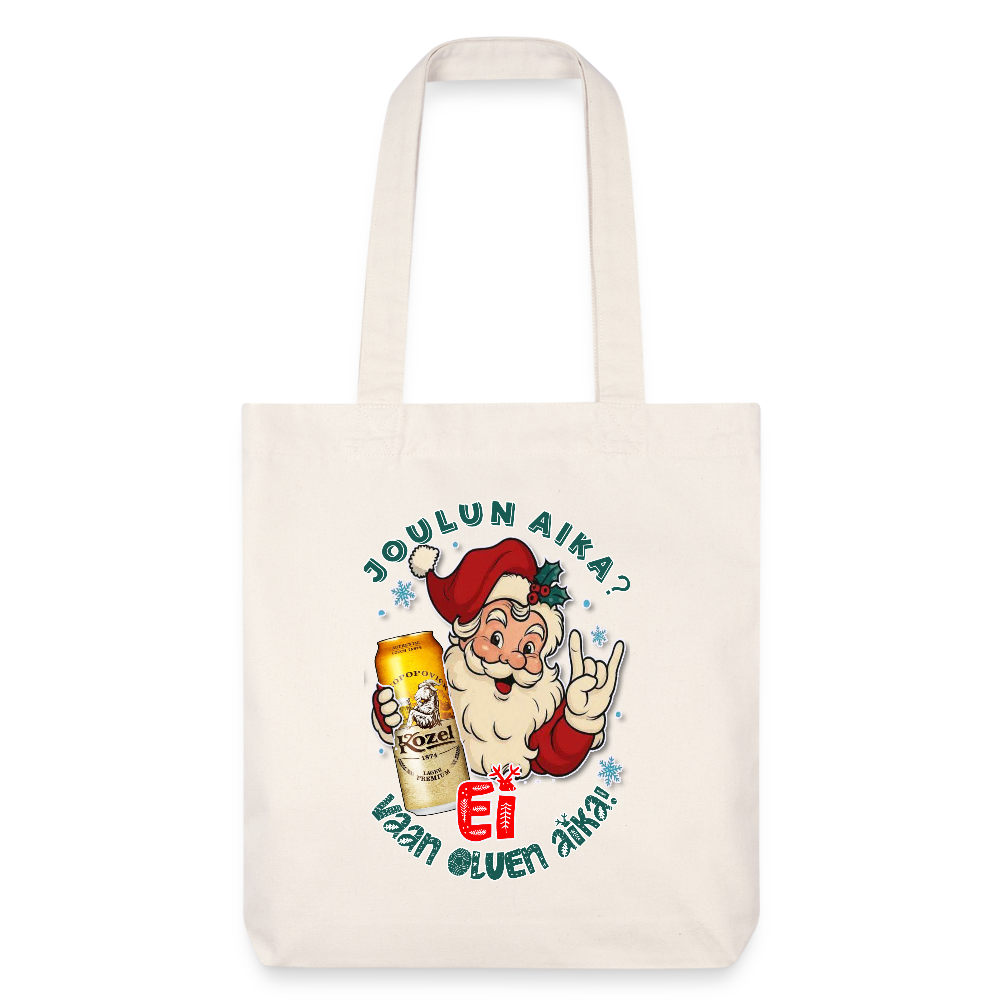 Stanley/Stella heavyweight kierrätetty kangaskassi – Joulupukki, kalja ja ei mitään piparkakkua - luonnonvalkoinen