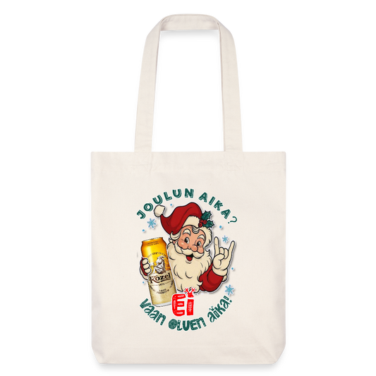 Stanley/Stella heavyweight kierrätetty kangaskassi – Joulupukki, kalja ja ei mitään piparkakkua - luonnonvalkoinen