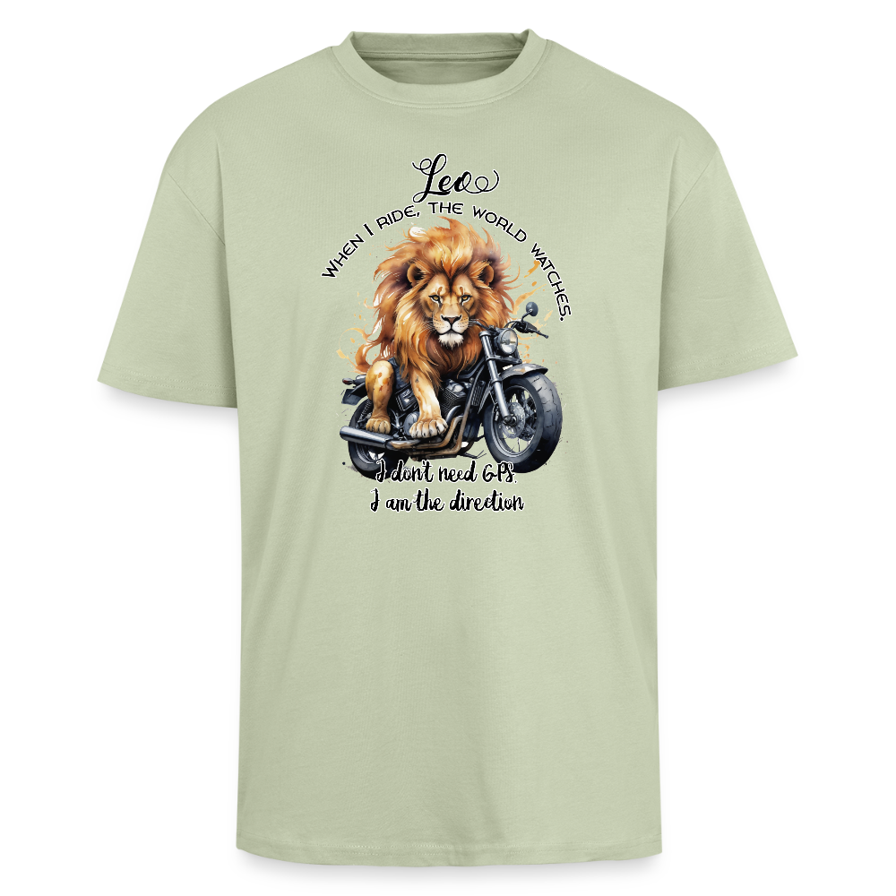 Leijona, when i ride, Paksu Oversized T-paita - vaalean salvianvihreä 