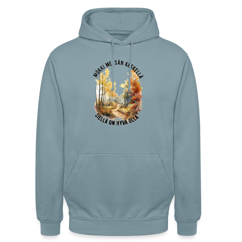 Huppari ”unisex” mökki metsän keskellä - savunsininen