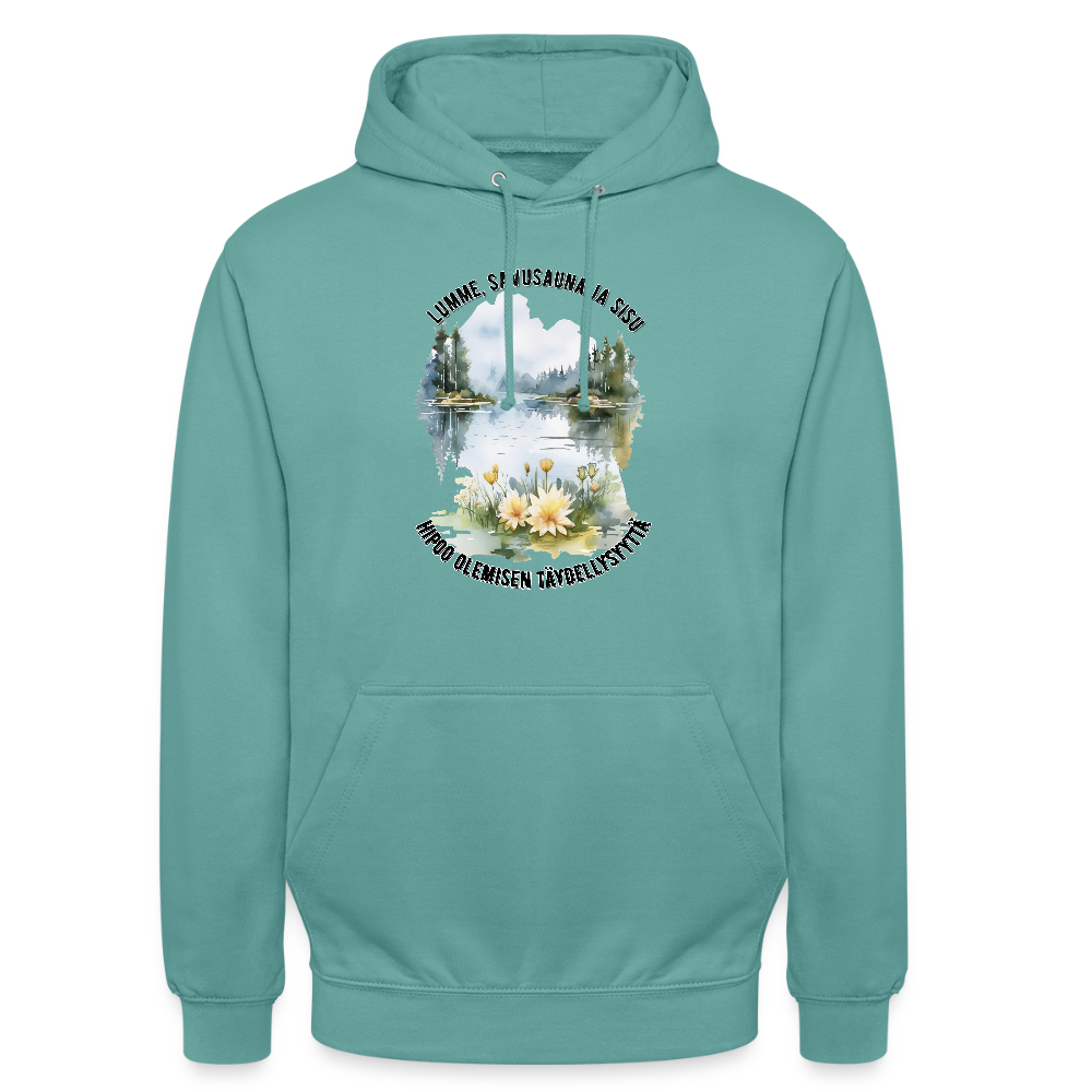 Huppari ”unisex” lumme, savusauna ja sisu - pastelli turkoosi