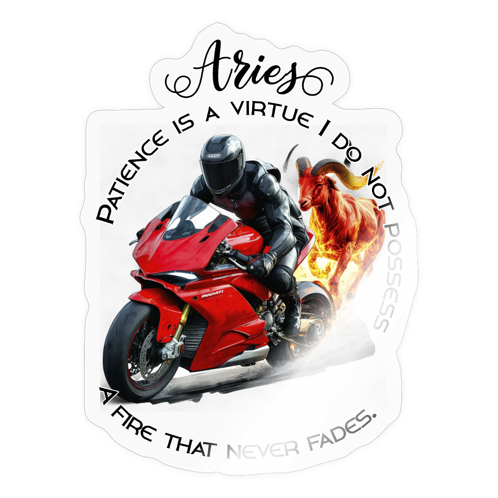 Aries eli Oinas - Tulenjumala Ducati-bikerin horoskooppi, - Tarra - läpinäkyvä kiiltävä