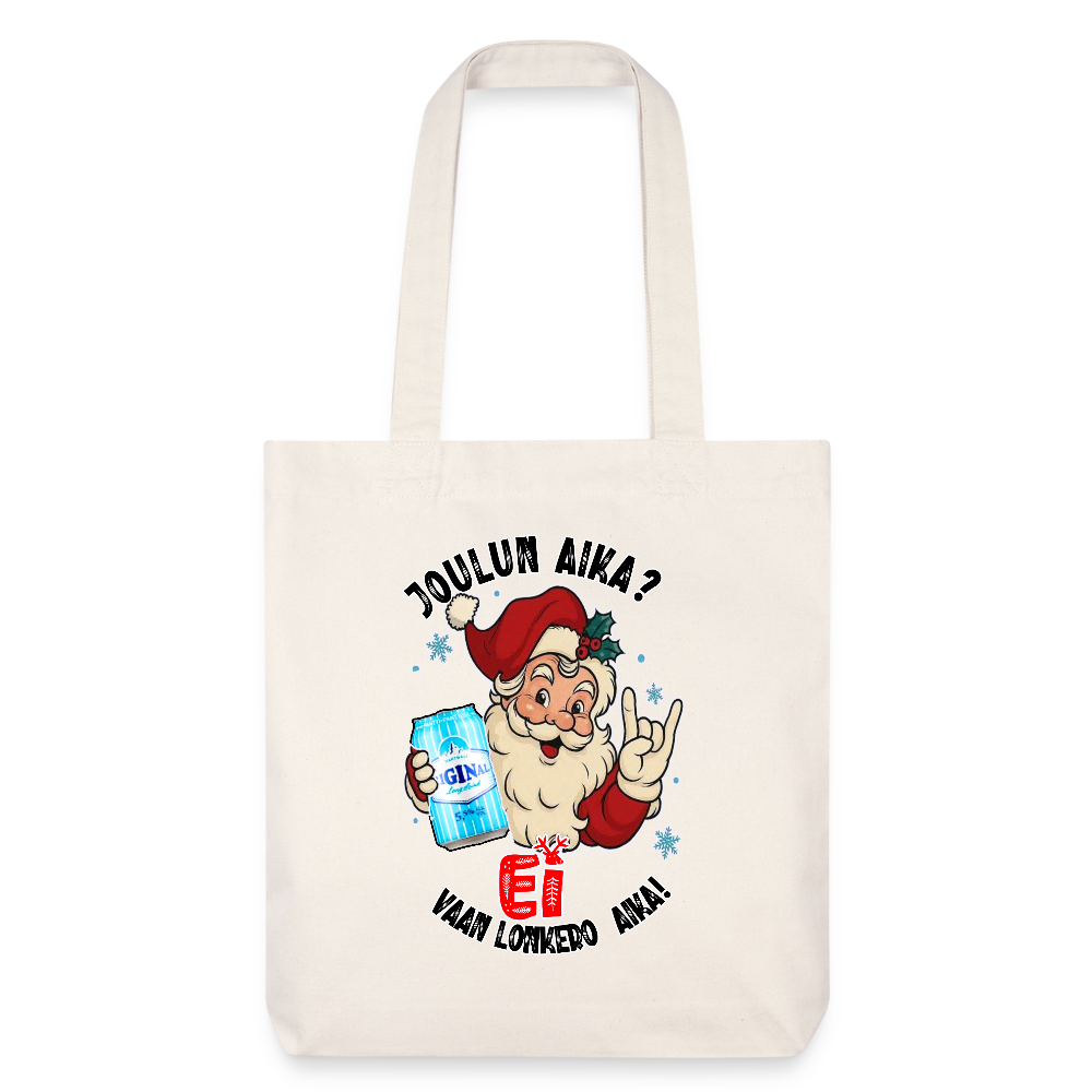 Stanley/Stella heavyweight kierrätetty kangaskassi Joulupukki ja lonkero - luonnonvalkoinen