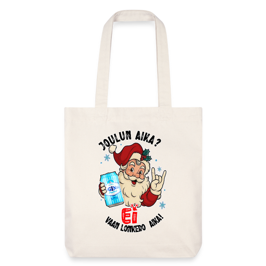 Stanley/Stella heavyweight kierrätetty kangaskassi Joulupukki ja lonkero - luonnonvalkoinen