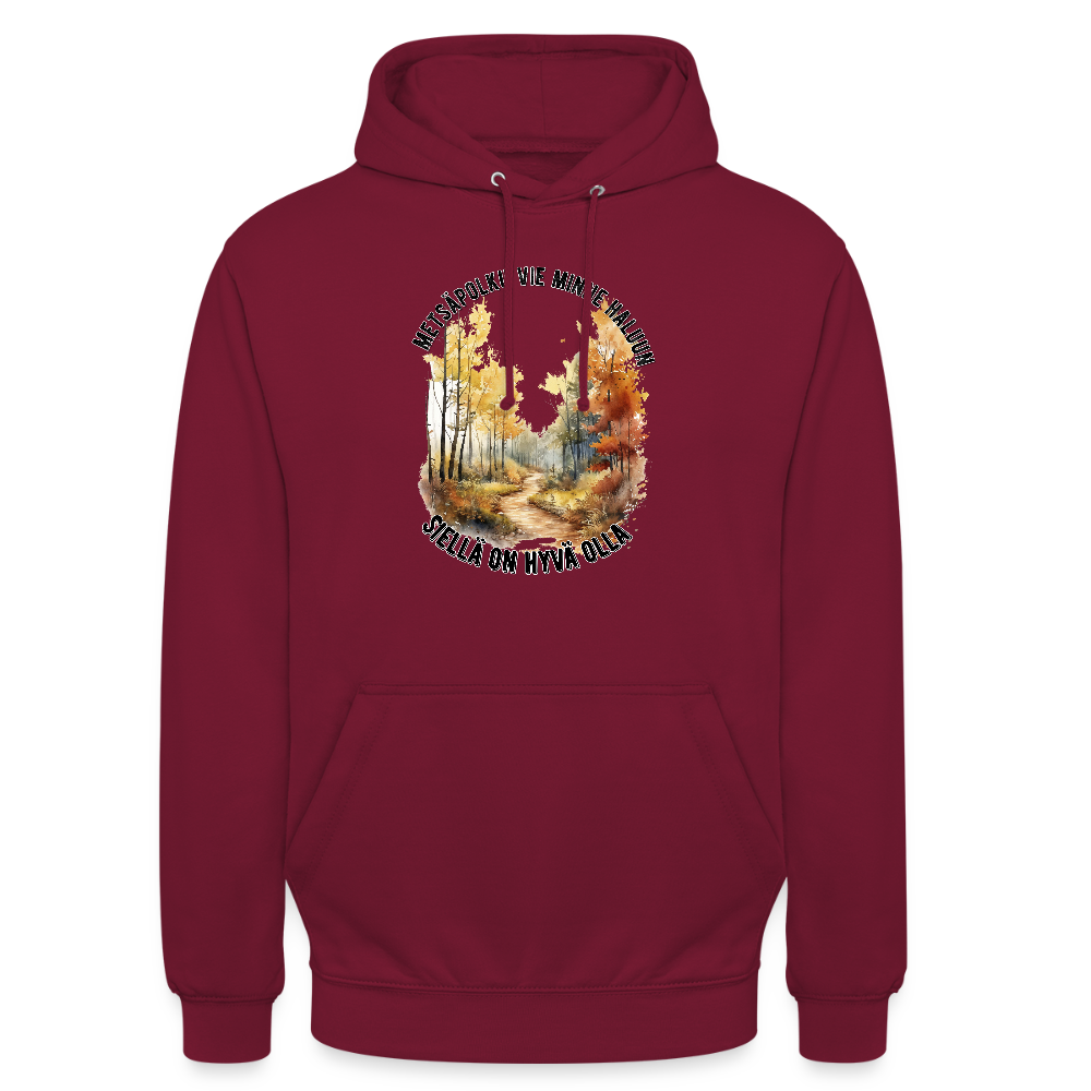 Huppari ”unisex” metsäpolku vie minne haluun - bordeaux