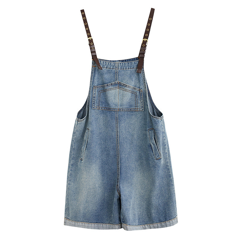 Women's Loose Denim Overalls Shorts