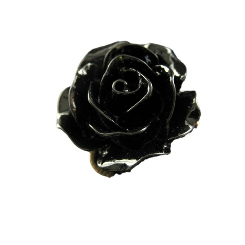 Black Flower Adjustable Gothic Ring