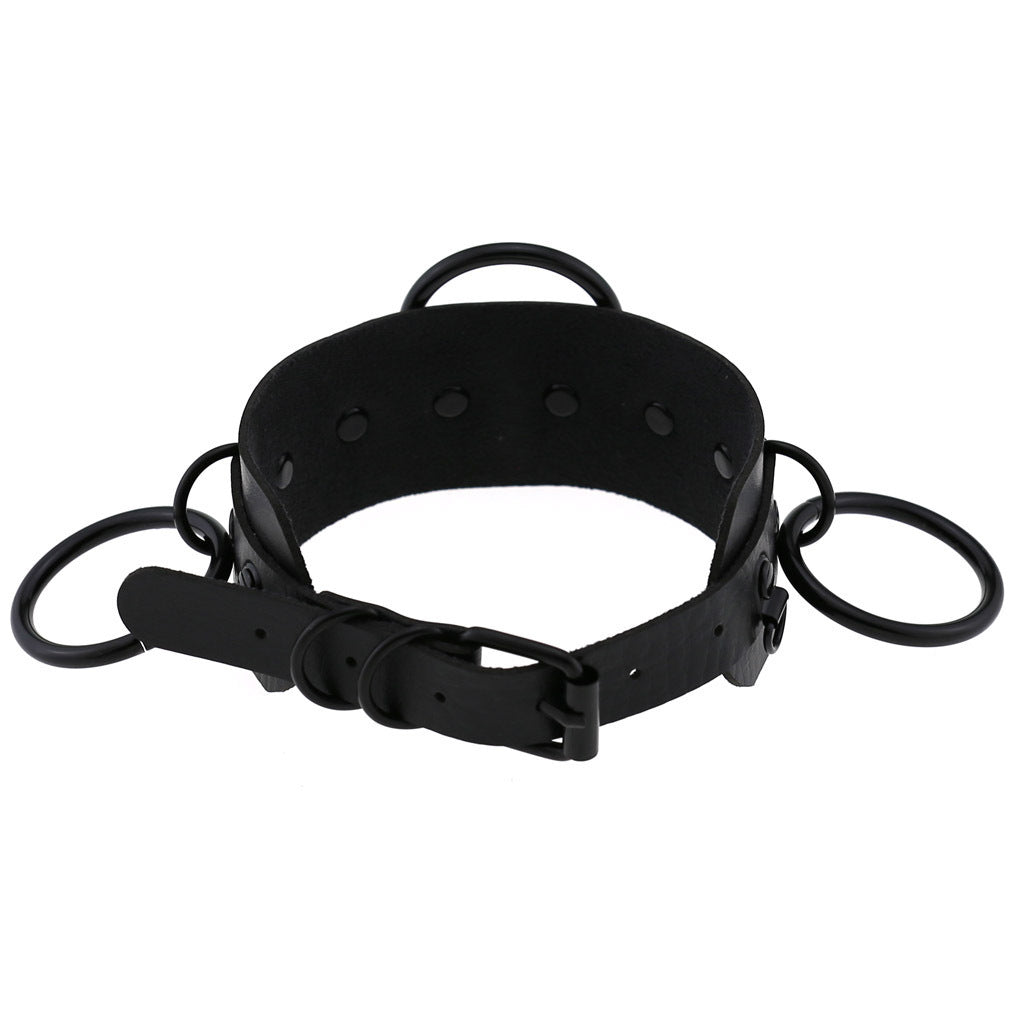 Gothic double-layer PU leather collar