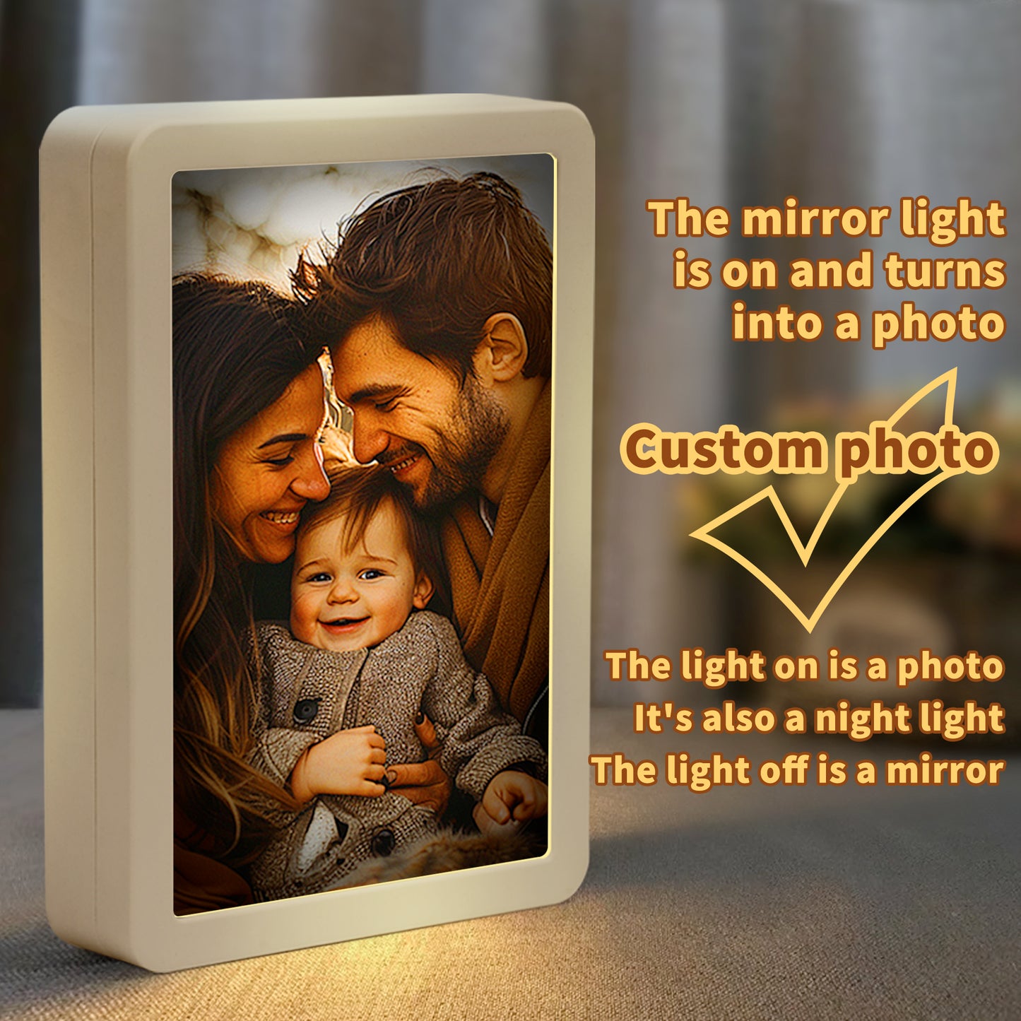 LED Mirror Light - Personalized Photo Love Yourself Love MOM