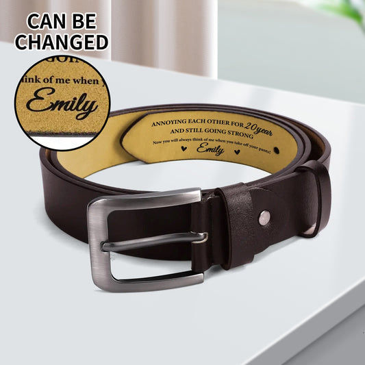 Men's Belt 100% Leather, Belt with Single Spike Buckle - modify with text