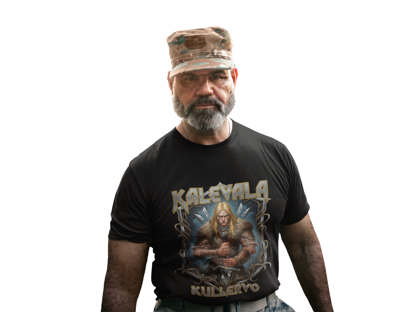 Kullervo — Kalevalan traaginen soturi Teepaita — Retro Graphic T-Shirt