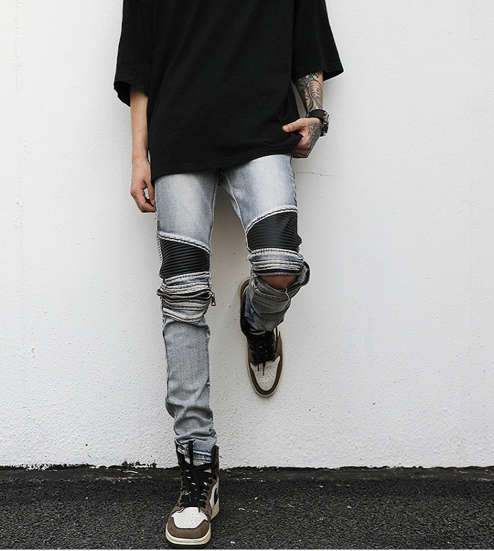 Zippered Biker Denim