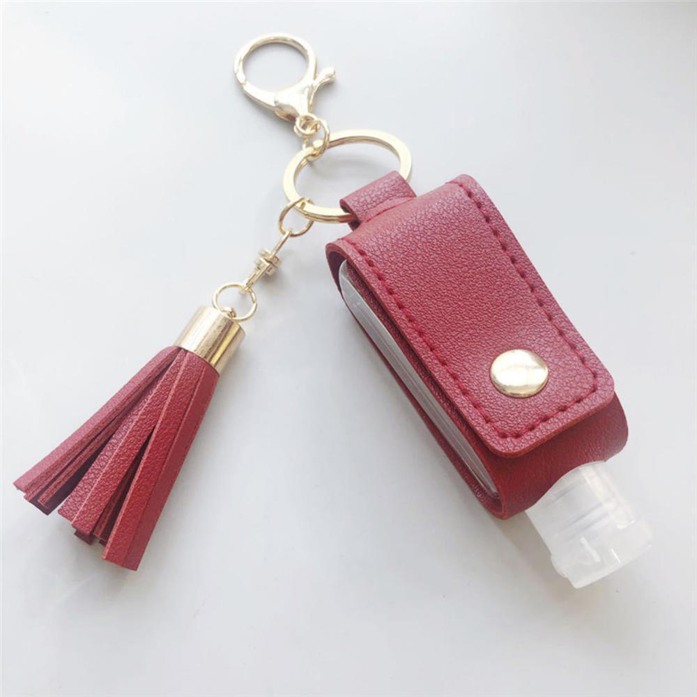 Portable hand sanitizer leather case