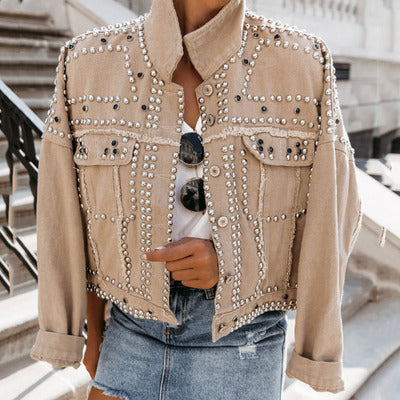 Water denim stud jacket