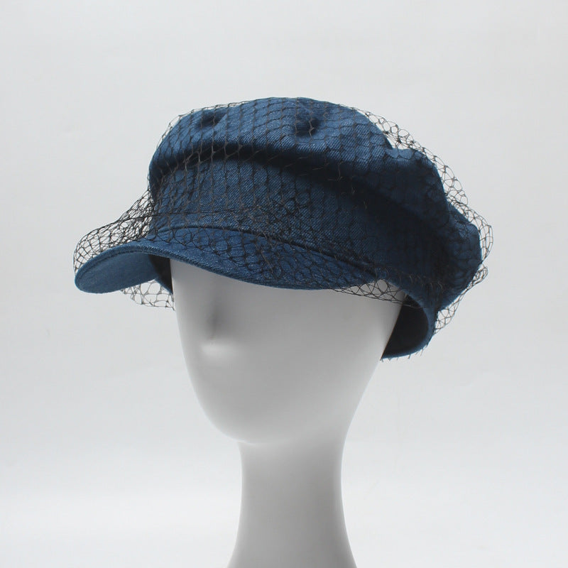 Women's denim mesh hat