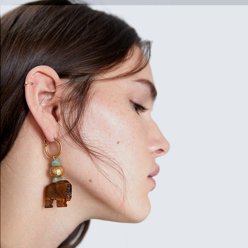 Fashion Creative Elephant Earrings Wood Earrings