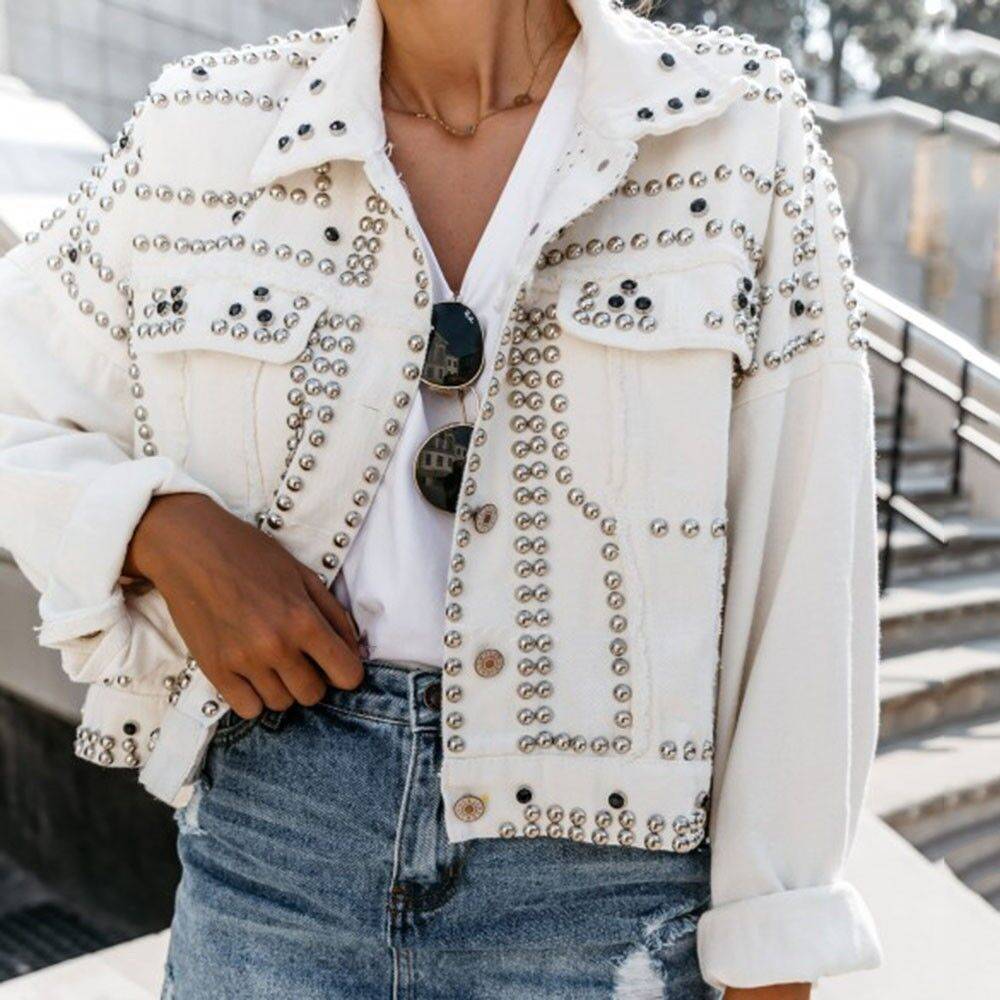 Water denim stud jacket