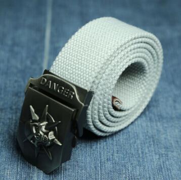 Men Canvas Skull Metal Belt