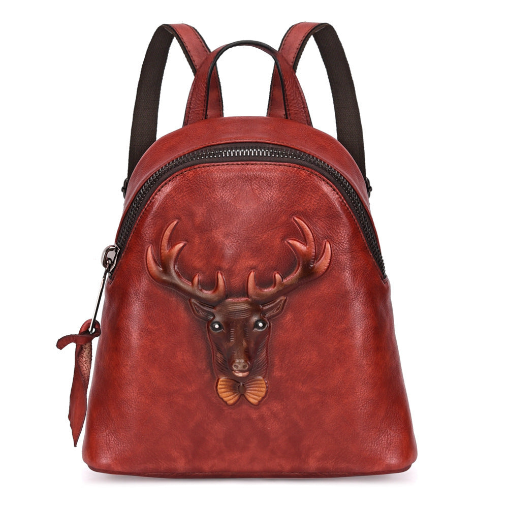 New Style Tree Skin care lotion Leather Retro Double Shoulder Bag Head Layer Cowhide Backpack Male Hand Rubbed Color Leather Casual School Bag Female