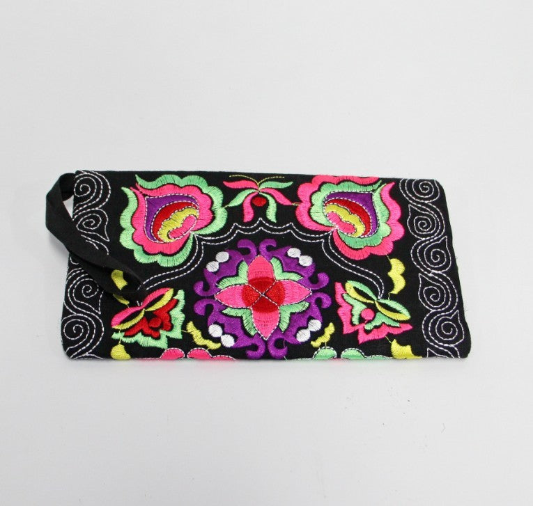 Women Ethnic Handmade Embroidered Wristlet Clutch Bag Vintage Purse Wallet