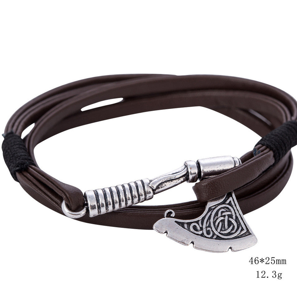 Viking Axe Leather Multilayer Bracelet