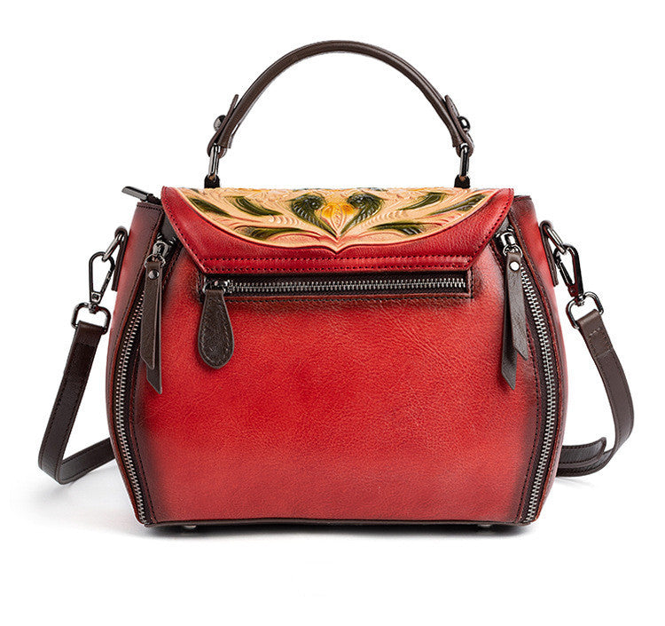 Retro Fashion Leather Bag Top Layer Cowhide Ladies Handbag