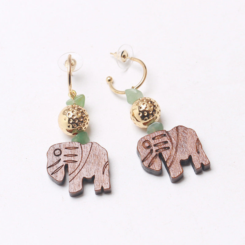 Fashion Creative Elephant Earrings Wood Earrings