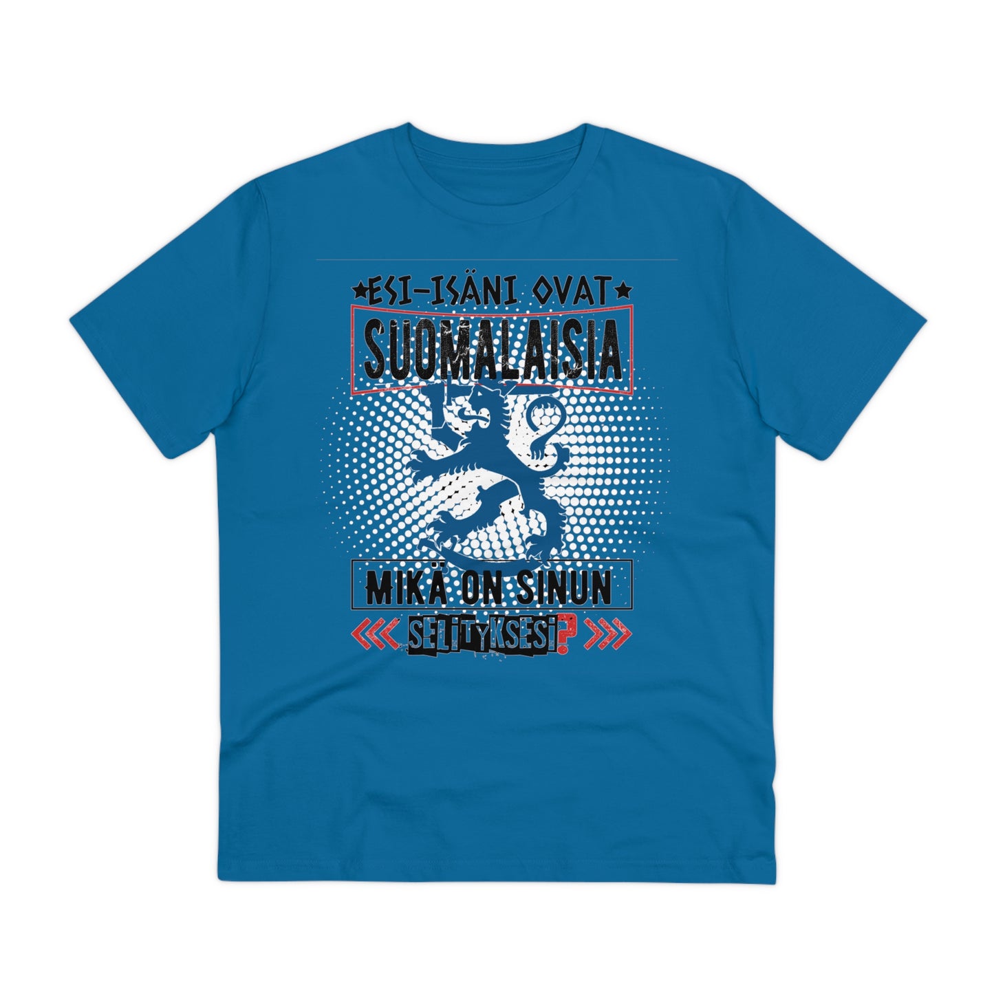 T-shirt unisex eco cotton - my ancestors are Finnish, what is your explanation, Suomileijona