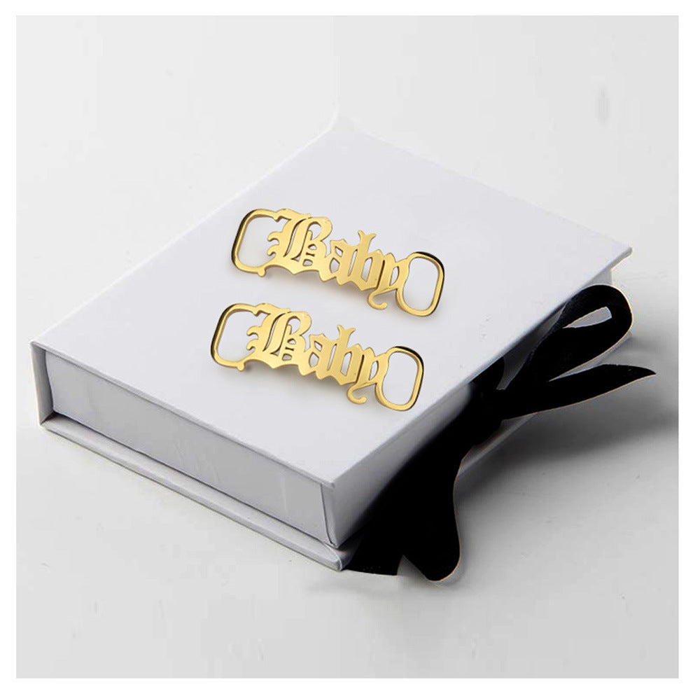 Stainless steel letter shoe buckle