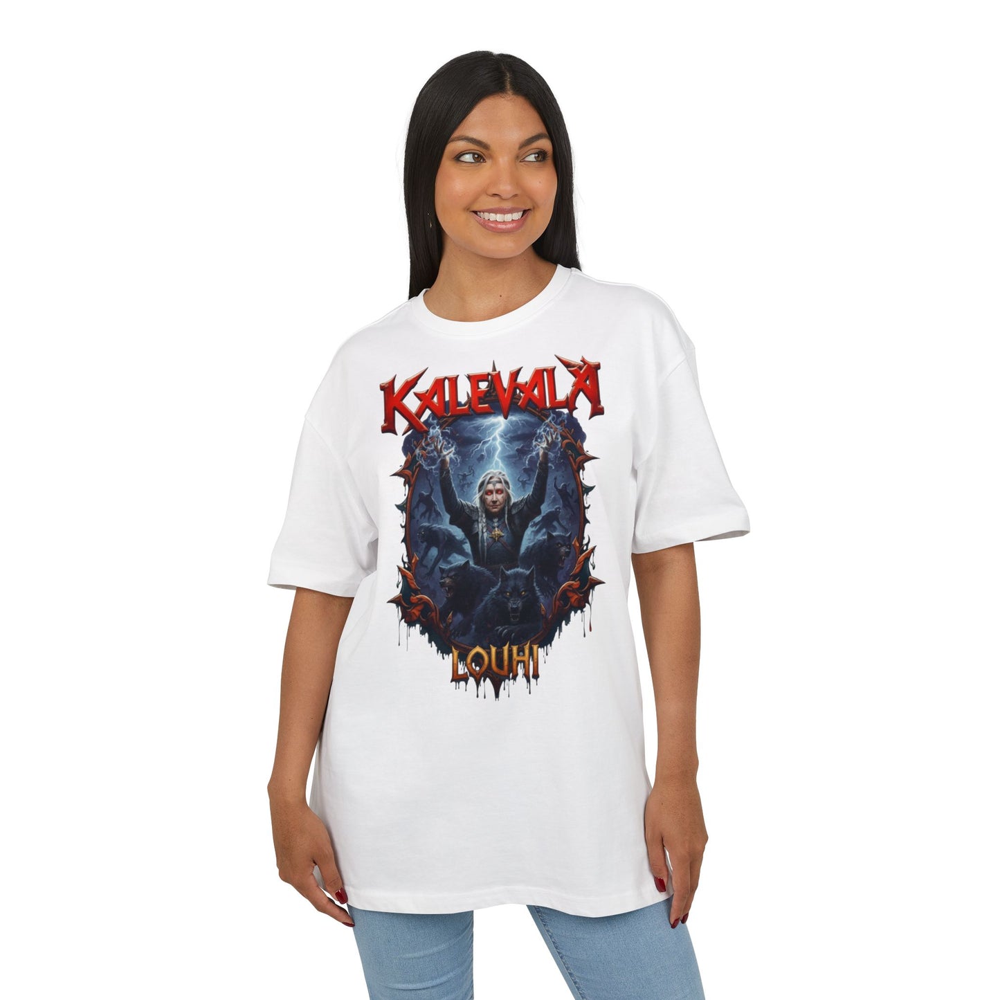 Kalevalan Kalevala Pohjolan emäntä Louhi lähettää vitsaukset rock-henkinen paita -  Oversize  T-paita