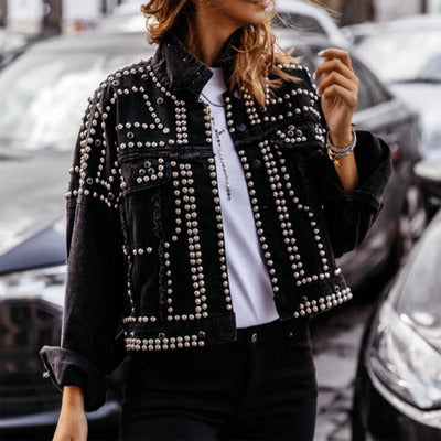 Water denim stud jacket