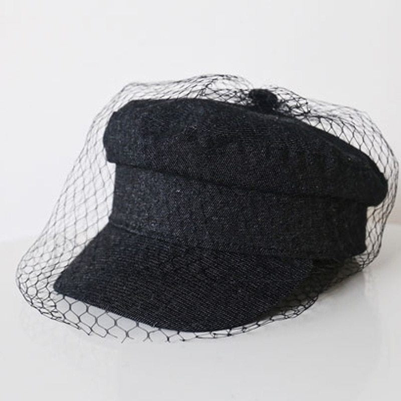 Women's denim mesh hat