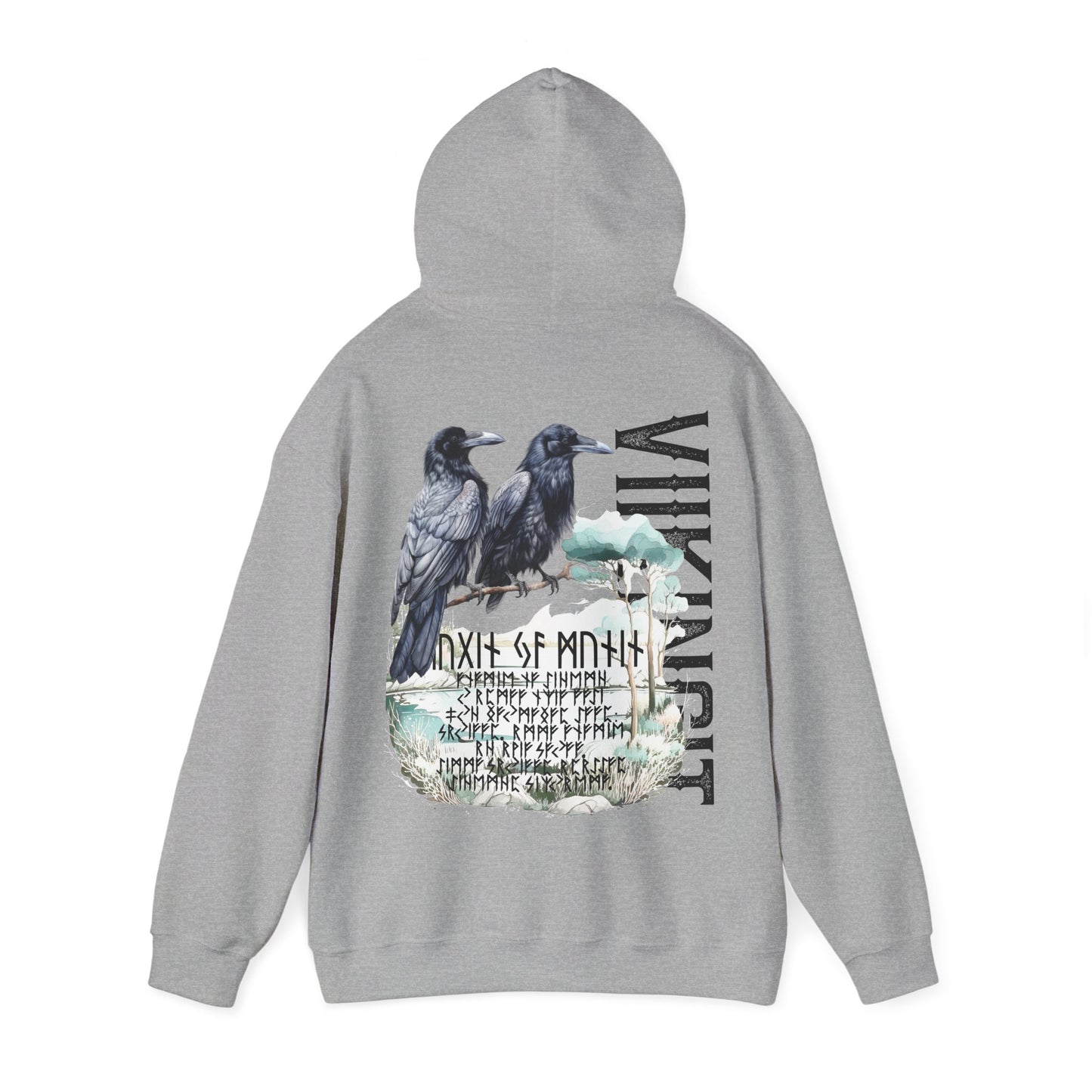 hoodie made of strong cotton - viking raven picture on the back