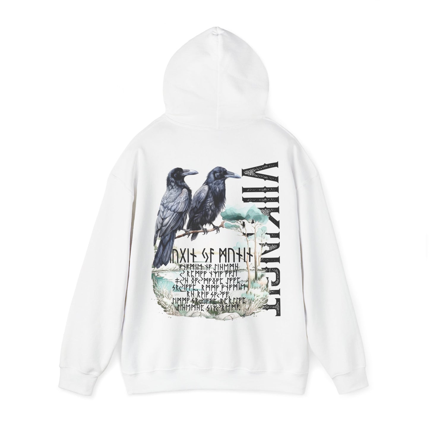 hoodie made of strong cotton - viking raven picture on the back