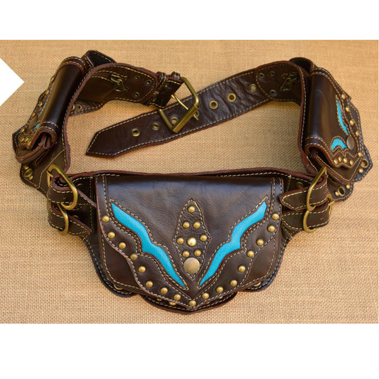 Medieval Punk European And American Vintage Belt Shoulder Bag Women's Outdoor Rivet Belt Buckle Bag