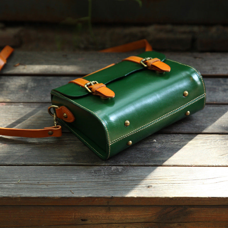 Handmade Vegetable Tanned Leather Bag Portable Messenger Bag