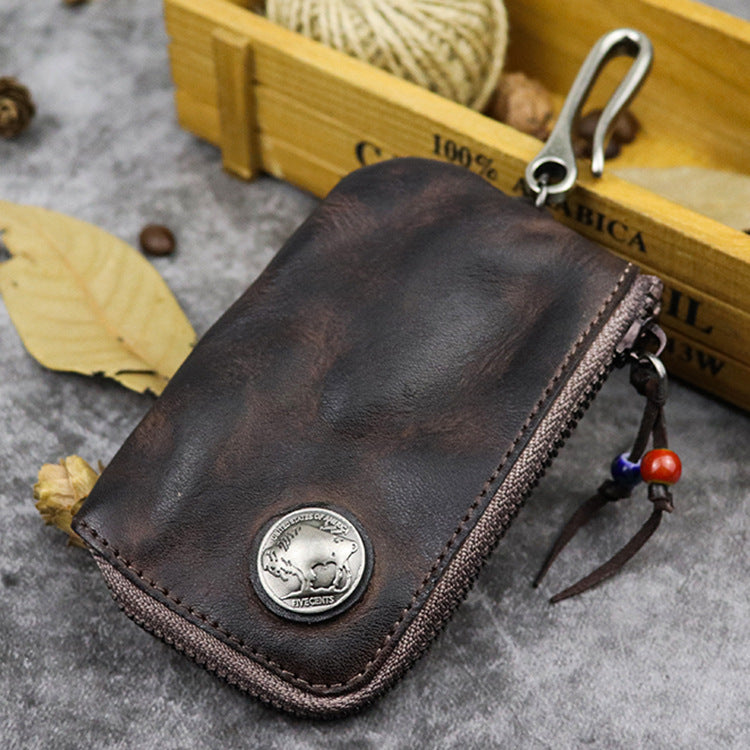 Hand-worn Vegetable-tanned Leather Key Case