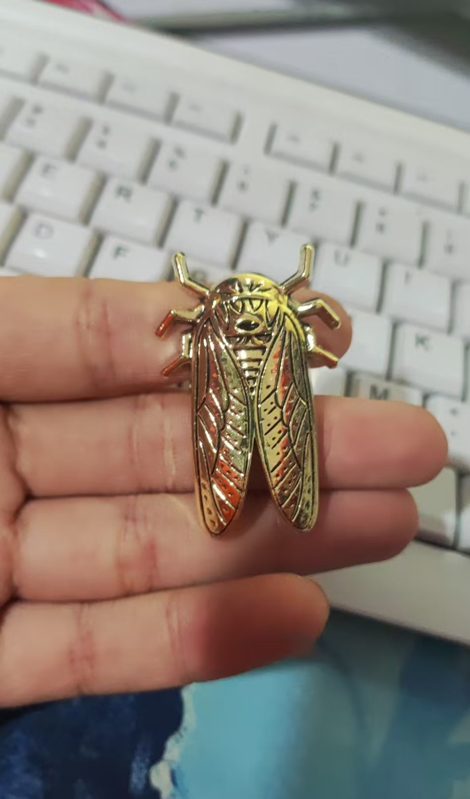 Adjustable Brass Cicada Gothic ring